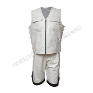White Leather Brooklyn Vest With Shorts