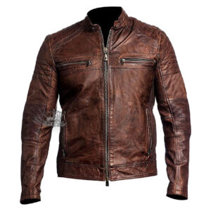 Café Racer Brown Sheepskin Leather Jacket