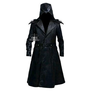 Men's Assassin Black Leather Trench Coat