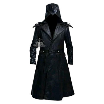 Men's Assassin Black Leather Trench Coat