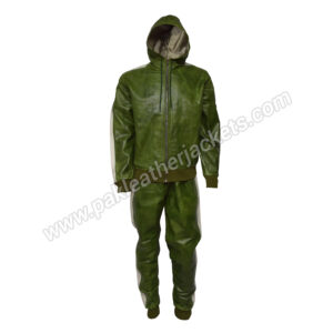 Green Leather White Stripe Tracksuit