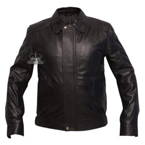 American Style Black Bomber Cowhide Leather Jacket