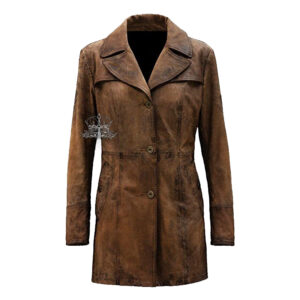 Brown Leather Trench Coat