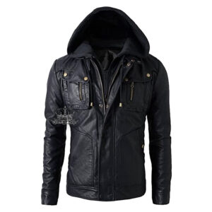 Onyx Hoodie Black Leather Jacket