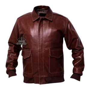 Brown Cowhide Leather Aviator Jacket