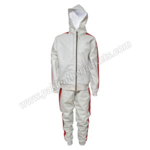 White Leather Red Stripe Tracksuit