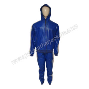 Sports Mate Blue Leather White Stripe Tracksuit