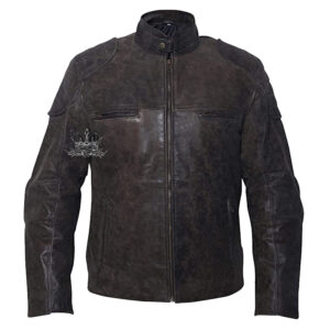 Diamond Distressed Racer Leather Jacket
