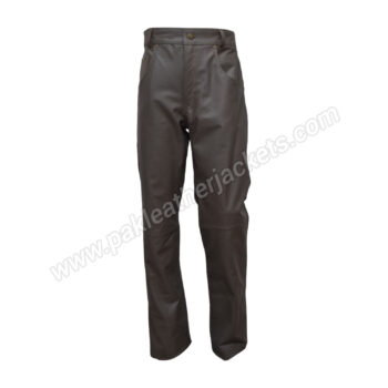 Handmade Sheep Leather Pants Straight-Leg Biker Style - Charcoal Grey