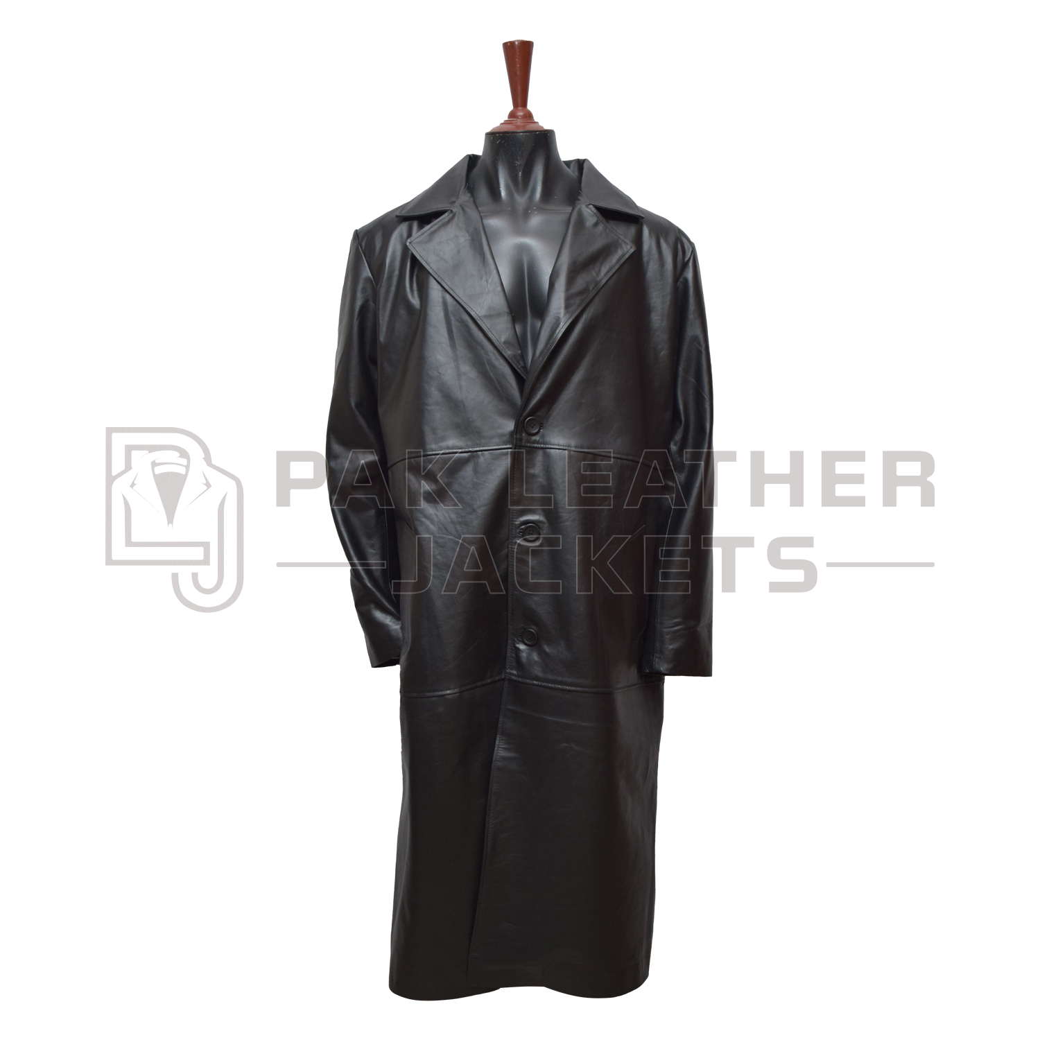 Men's Full Length Real Leather Trench Coat