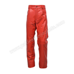 Handmade Sheep Red Leather Pants