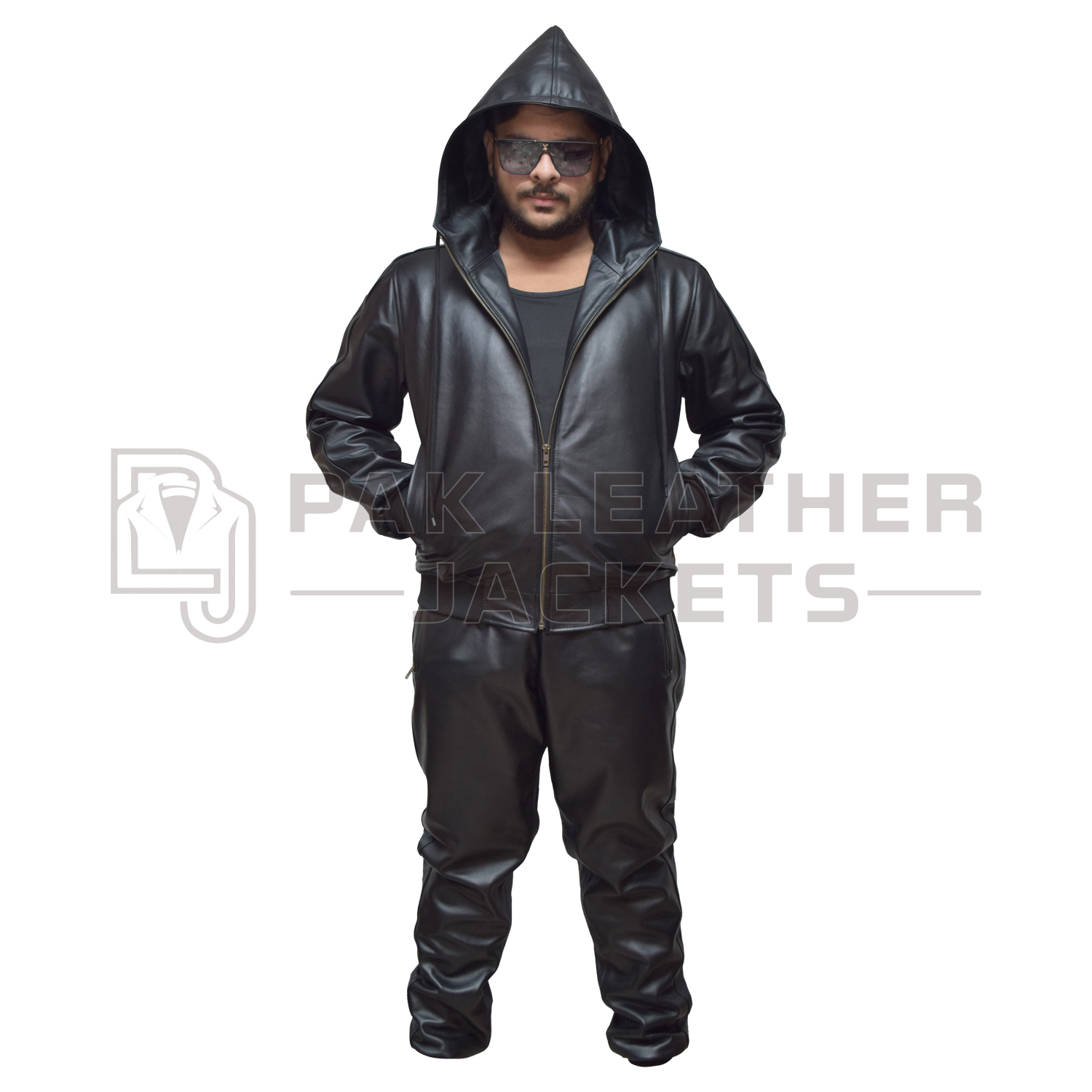 Handmade Full Black Real Leather Tracksuit Handmade Full Black Real Leather Tracksuit