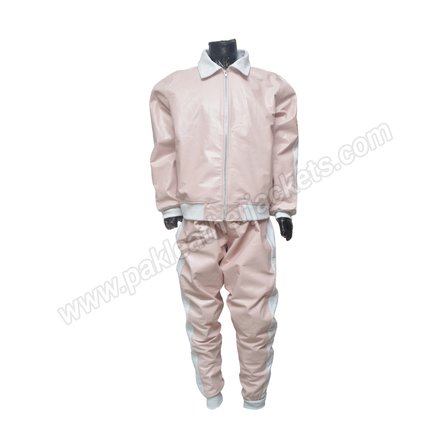 Handmade Unisex genuine Tea Pink Leather Tracksuit Handmade Unisex genuine Tea Pink Leather Tracksuit