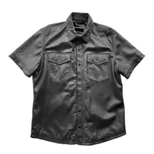 Handmade Black Leather Short Sleeve Shirt