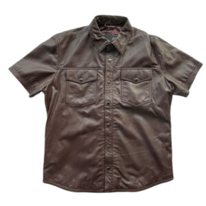 Handmade Brick Leather Short Sleeve Shirt
