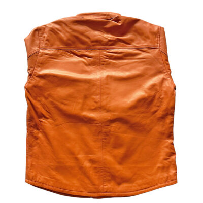 Genuine Leather Western Orange Full Sleeve Shirt