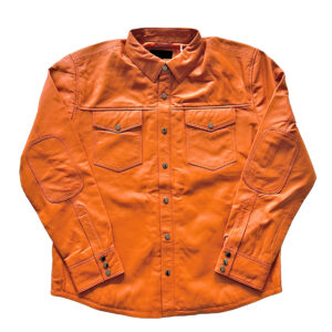 Genuine Leather Western Orange Full Sleeve Shirt