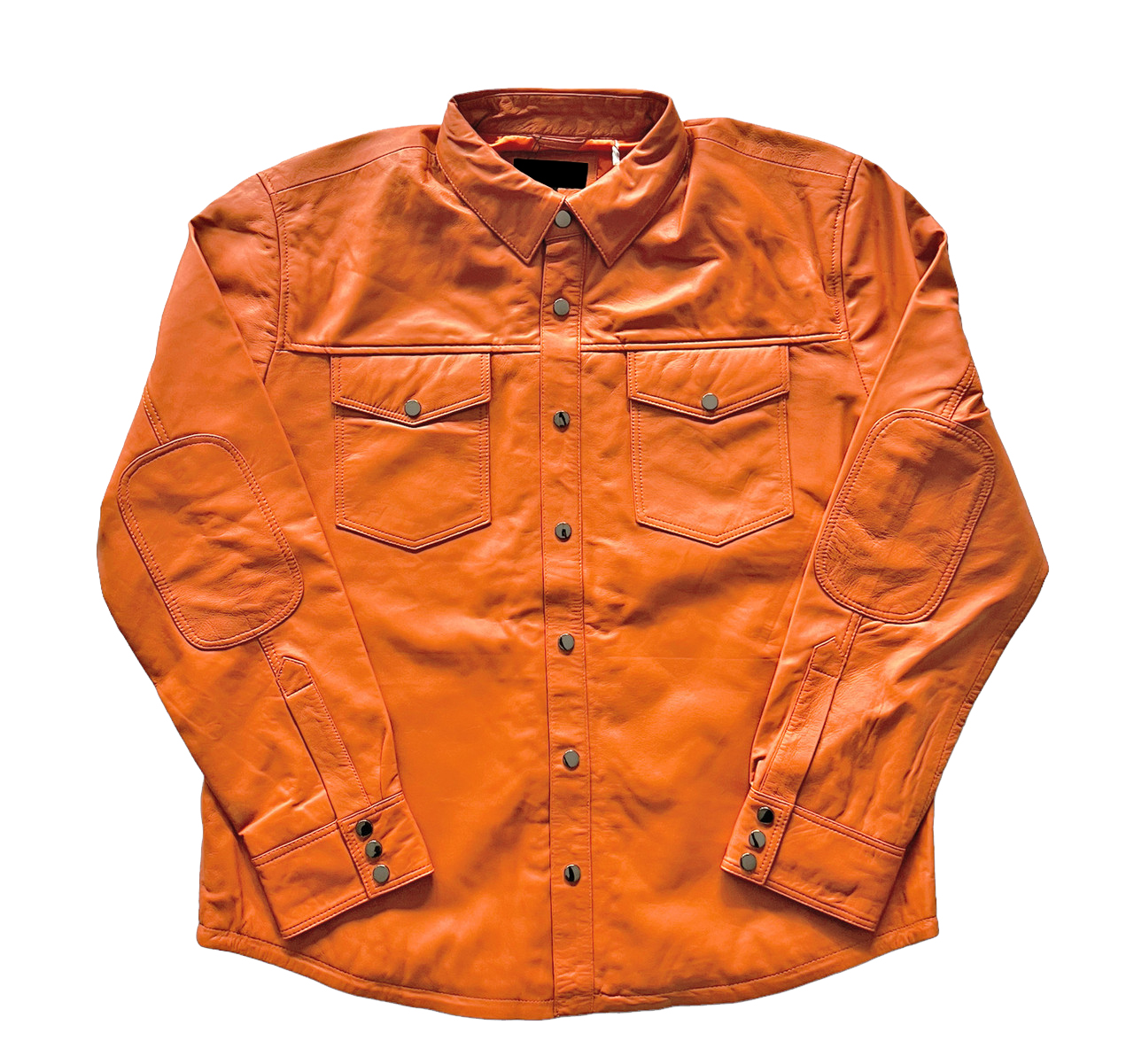 Genuine Leather Western Orange Full Sleeve Shirt