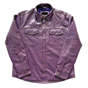 Genuine Leather Western Purple Full Sleeve Shirt