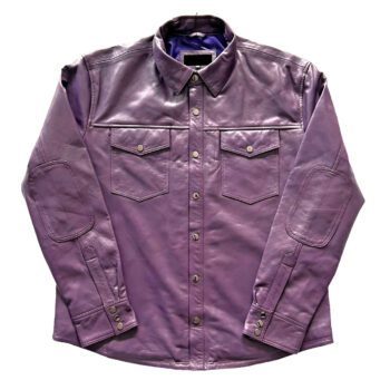 Genuine Leather Western Purple Full Sleeve Shirt