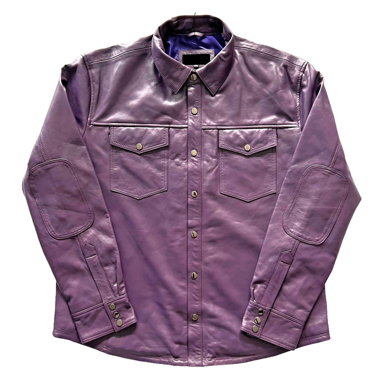 Genuine Leather Western Purple Full Sleeve Shirt
