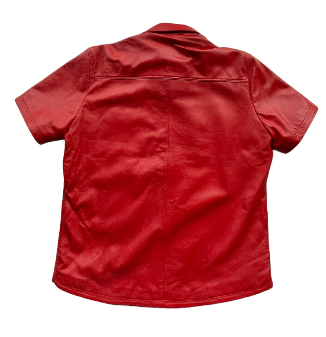 Handmade Red Leather Short Sleeve Shirt