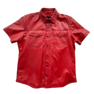 Handmade Red Leather Short Sleeve Shirt