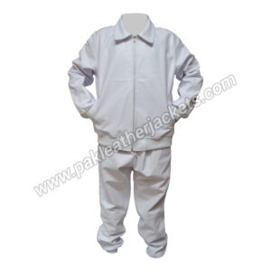 Handmade Unisex genuine White Leather Tracksuit