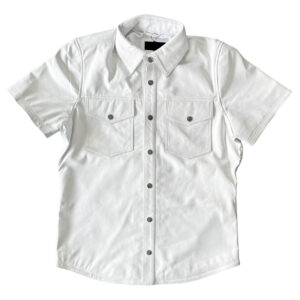 Handmade White Leather Short Sleeve Shirt