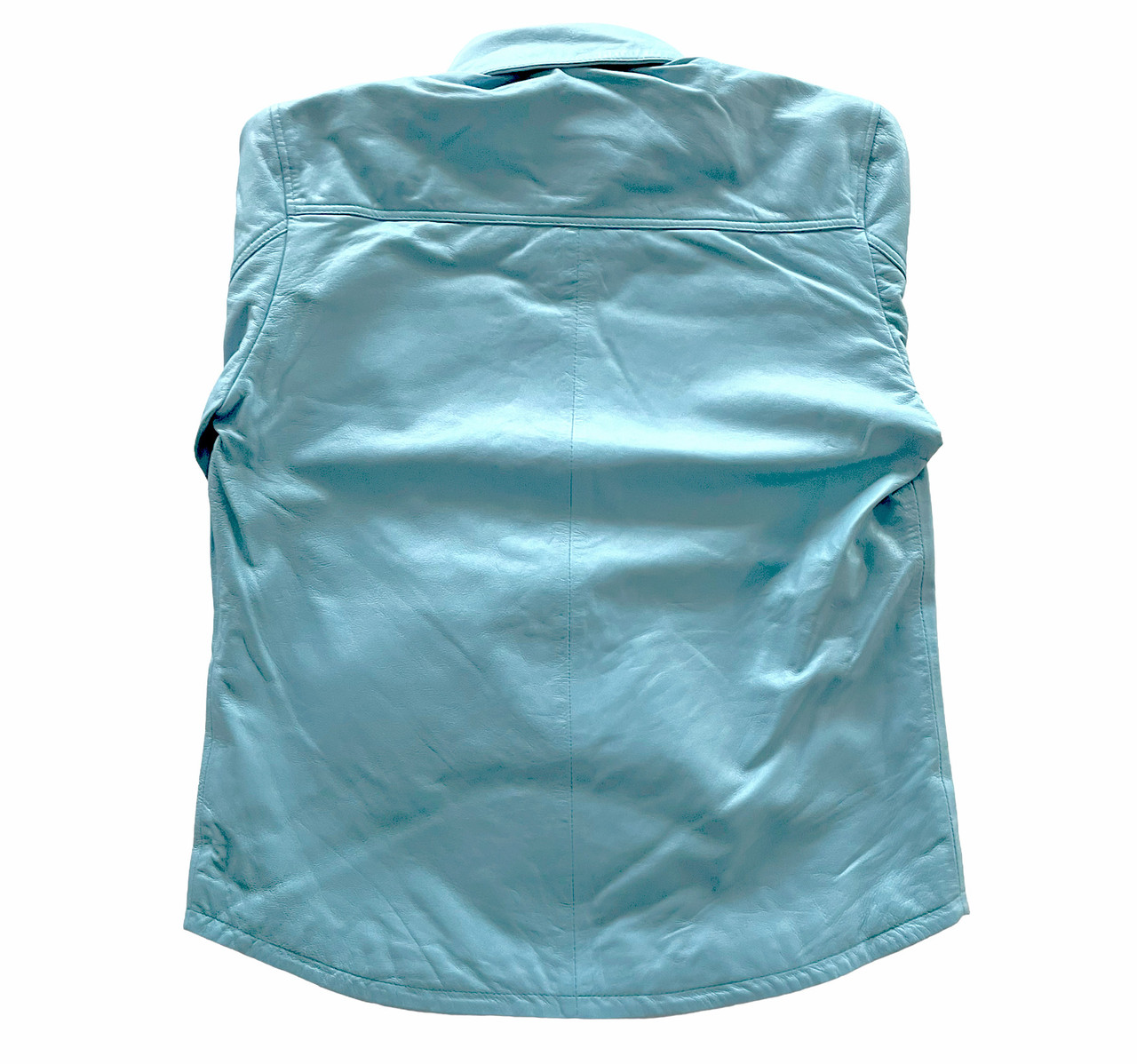 Genuine Leather Western Light Blue Full Sleeve Shirt