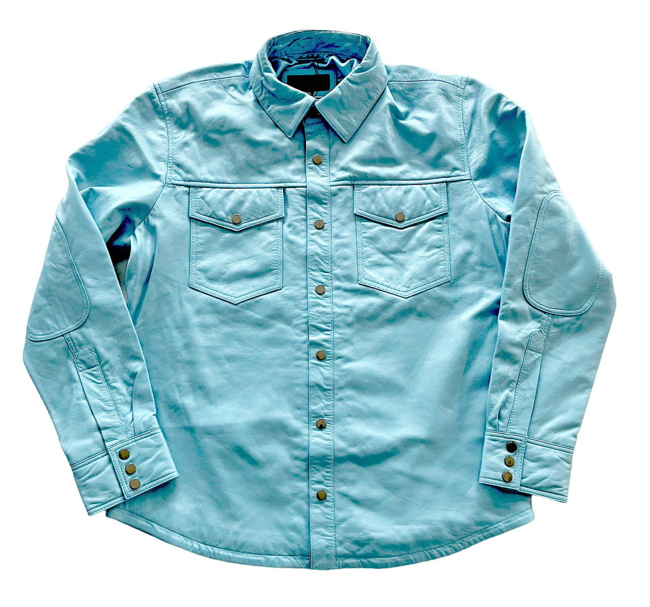 Genuine Leather Western Light Blue Full Sleeve Shirt