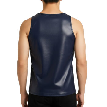 Blue Leather Tank Top Vest