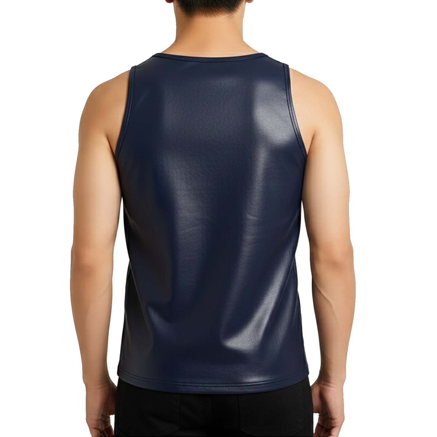 Blue Leather Tank Top Vest