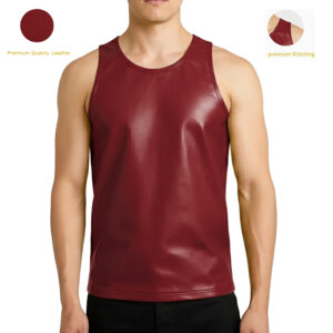 Maroon Leather Tank Top Vest