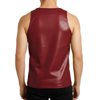 Maroon Leather Tank Top Vest