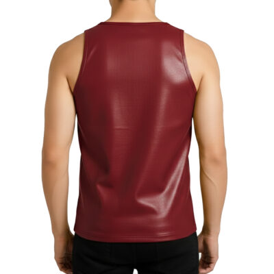 Maroon Leather Tank Top Vest