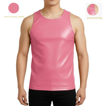 Pink Leather Tank Top Vest