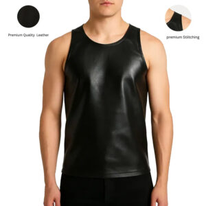 Black Leather Tank Top Vest
