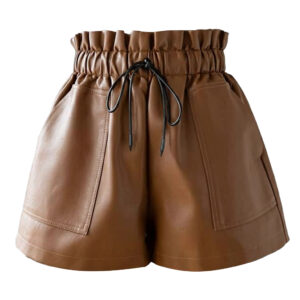 Brown Leather Women’s Shorts