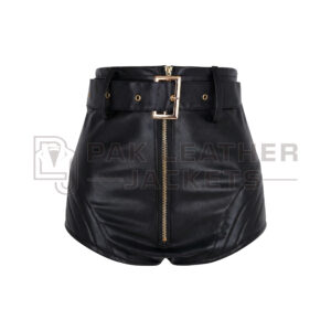 Women’s Black Leather Shorts