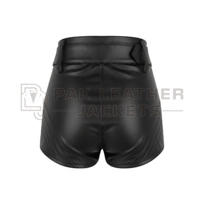 Women’s Black Leather Shorts