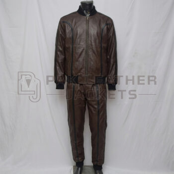 Brown Leather Tracksuit