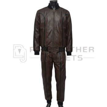 Brown Leather Tracksuit