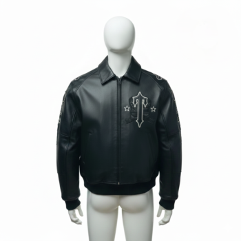 Avirex Black Leather Bomber Jacket