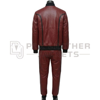 Maroon Leather Tracksuit