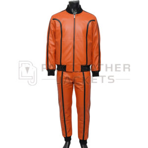 Orange Leather Tracksuit