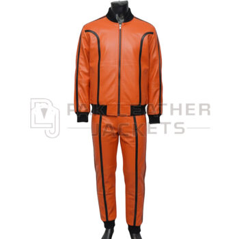 Orange Leather Tracksuit