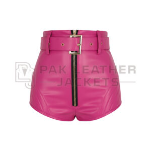 Women’s Pink Leather Shorts