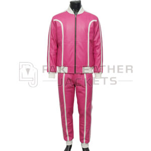 Pink Leather Tracksuit