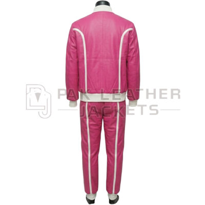 Pink Leather Tracksuit